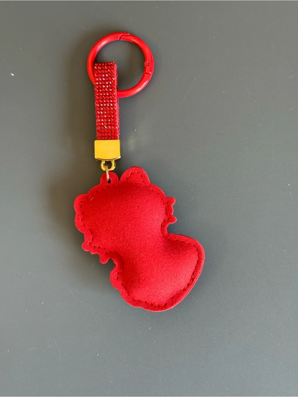 Rhinestone Strawberry HK Kitty Cartoon Character Keychain Bag Charm (Red) NIP
